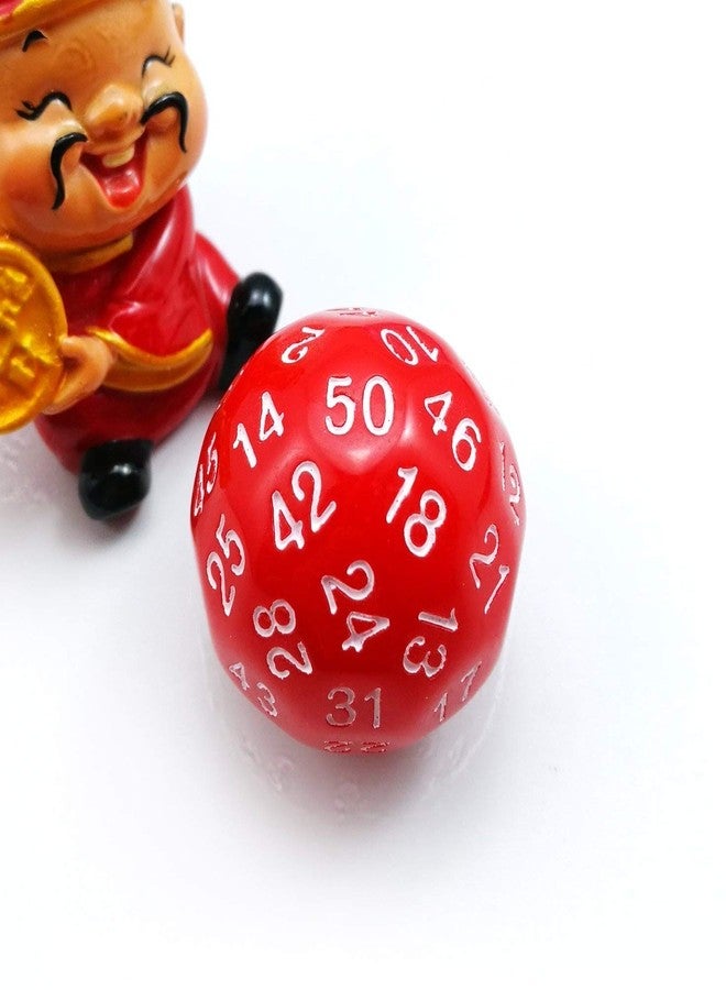Bescon Fifty-Sided Die, 50 Sided Cube, 50 Sides Dice, 50-Sided D50 30mm Large Gaming Dice - 5 Assorted Opaque Color with Numbers - Image 2